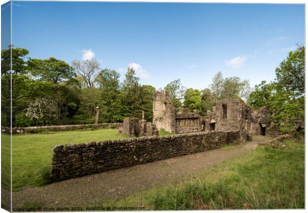 The ruins of Wycoller Hall. Canvas Print by Chris North