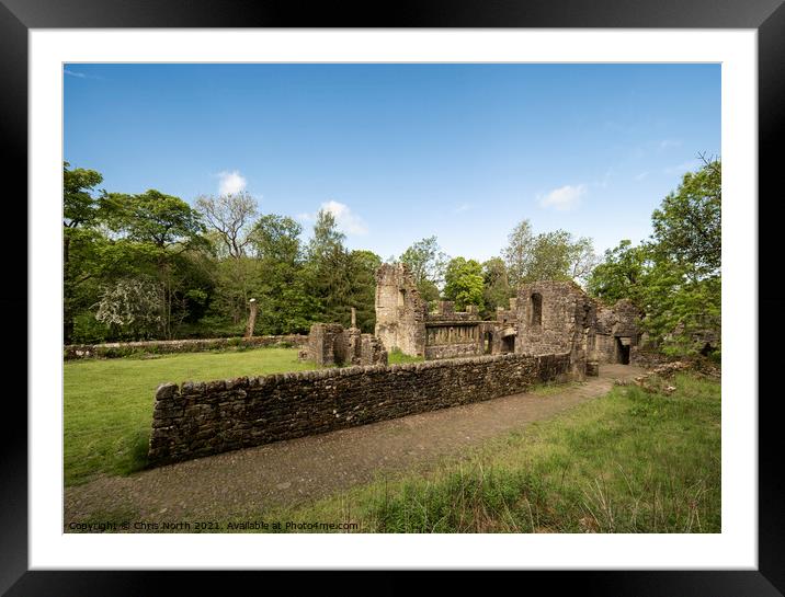 The ruins of Wycoller Hall. Framed Mounted Print by Chris North