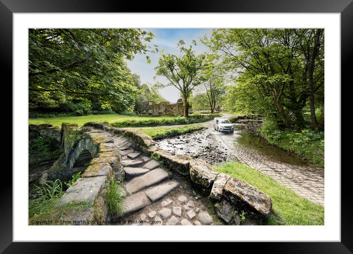 Packhorse bridge at  Wycoller Village Framed Mounted Print by Chris North