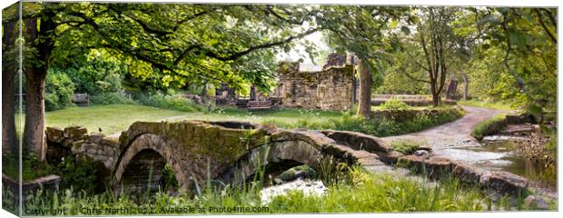 The Packhorse Bridge at Wycoller. Canvas Print by Chris North