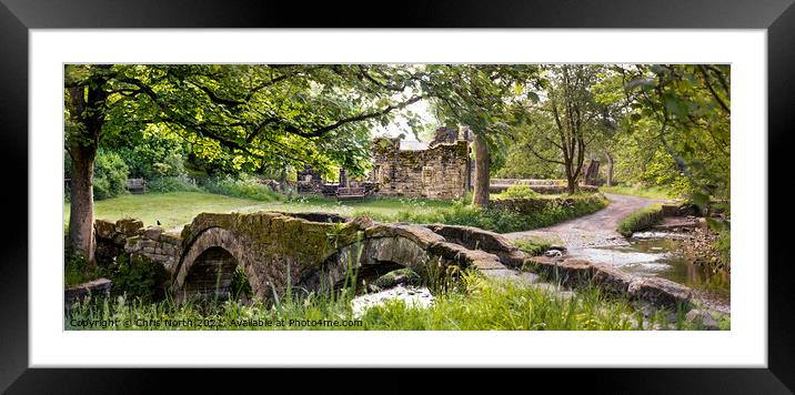The Packhorse Bridge at Wycoller. Framed Mounted Print by Chris North