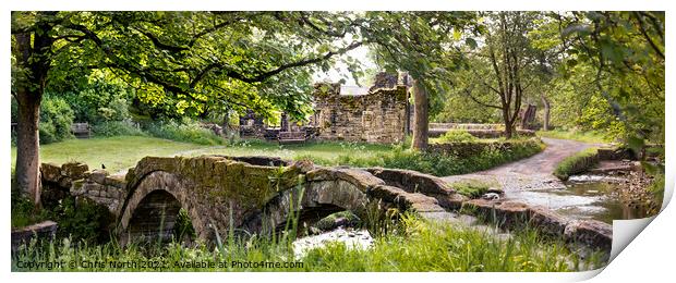 The Packhorse Bridge at Wycoller. Print by Chris North