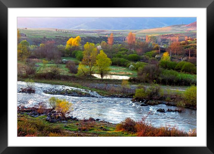 River Hrazdan in Armenia Framed Mounted Print by Mikhail Pogosov