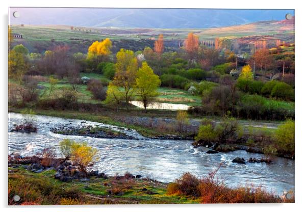 River Hrazdan in Armenia Acrylic by Mikhail Pogosov