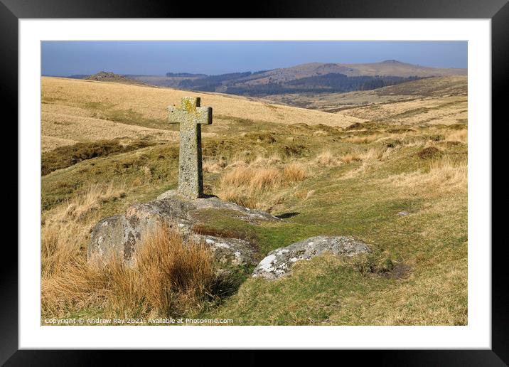 Cross on Dartmoor (Hutchinson's Cross)  Framed Mounted Print by Andrew Ray