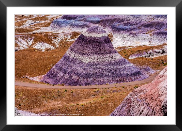 Purple Mountain Blue Mesa Petrified Forest National Park Arizona Framed Mounted Print by William Perry