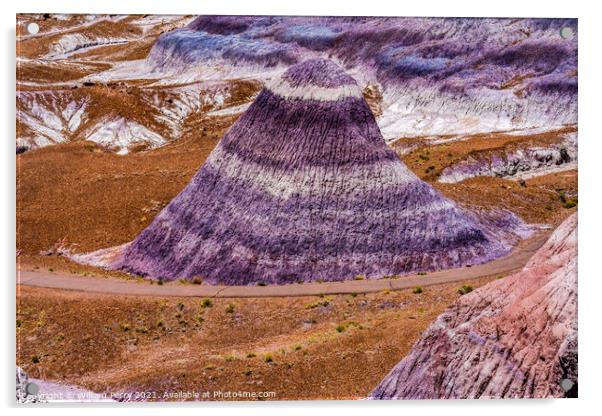 Purple Mountain Blue Mesa Petrified Forest National Park Arizona Acrylic by William Perry