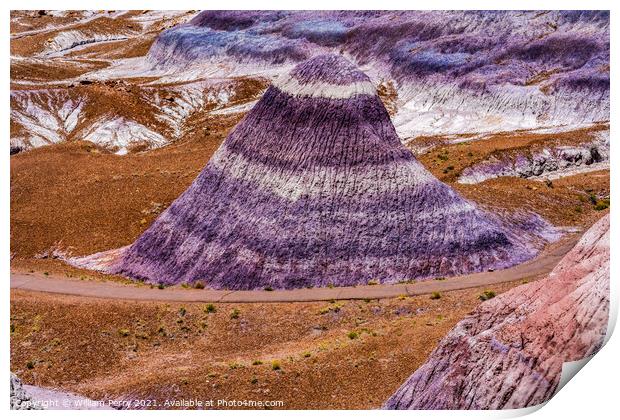 Purple Mountain Blue Mesa Petrified Forest National Park Arizona Print by William Perry