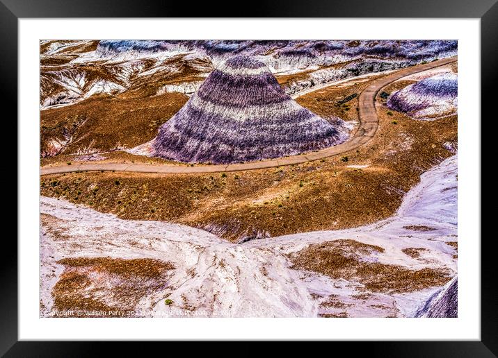 Purple Mountain Painted Desert Petrified Forest National Park Ar Framed Mounted Print by William Perry