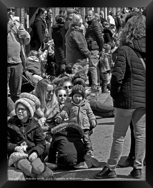 Street Photography Waiting for the Carnival too Pa Framed Print by Malcolm White