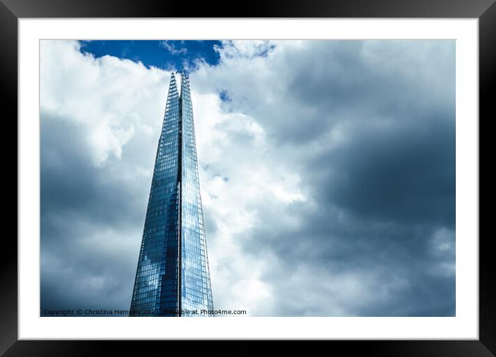 The top of the London Shard Framed Mounted Print by Christina Hemsley
