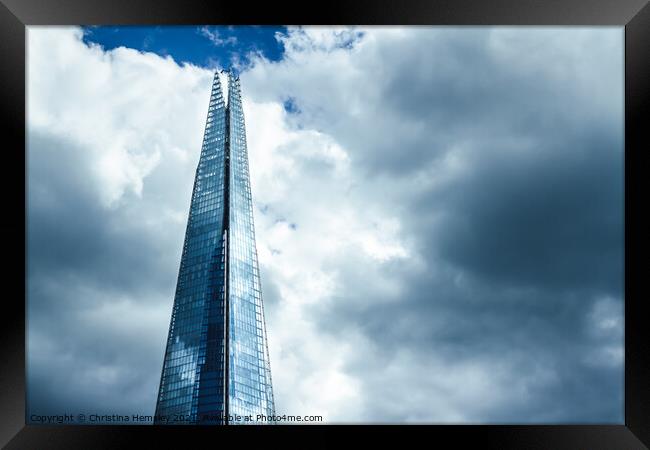 The top of the London Shard Framed Print by Christina Hemsley