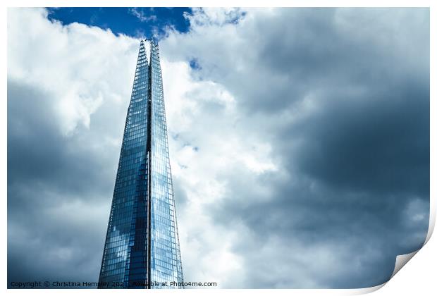 The top of the London Shard Print by Christina Hemsley