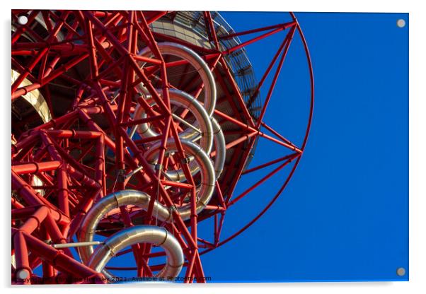 View up to the observation deck of the Orbit Tower, London Acrylic by Christina Hemsley
