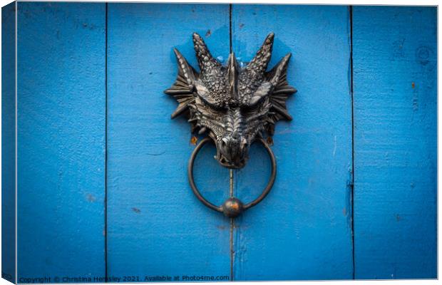 Dragon head door knocker Canvas Print by Christina Hemsley