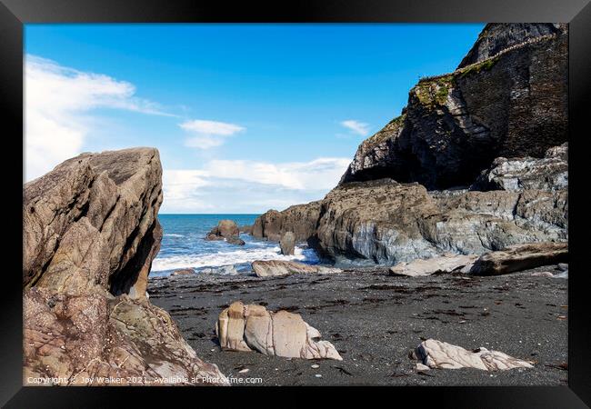 The rocky foreshore at Ilfracombe beach, Devon, England, UK Framed Print by Joy Walker