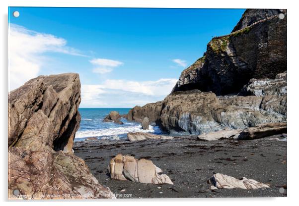 The rocky foreshore at Ilfracombe beach, Devon, England, UK Acrylic by Joy Walker
