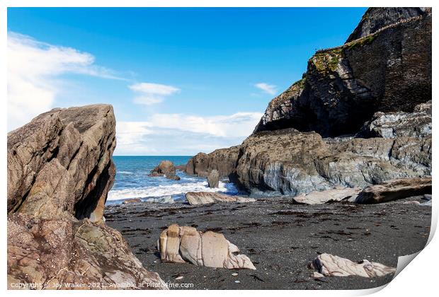 The rocky foreshore at Ilfracombe beach, Devon, England, UK Print by Joy Walker