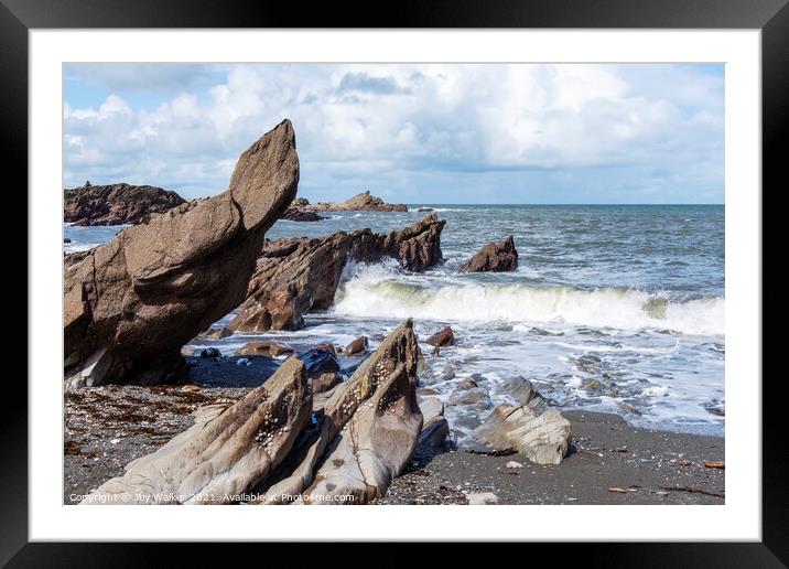 Rocks on Ilfracombe Beach, Devon, England, UK Framed Mounted Print by Joy Walker