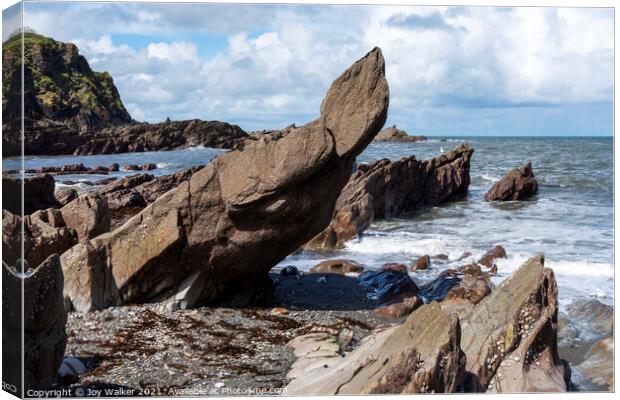 Rocks on Ilfracombe Beach, Devon, England, UK Canvas Print by Joy Walker