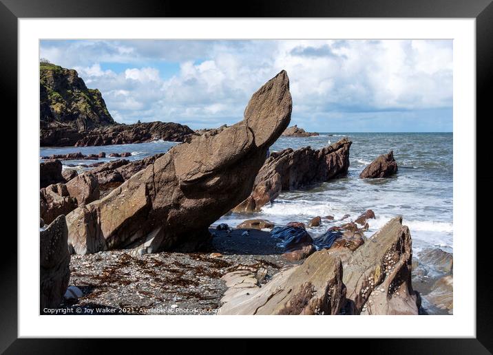 Rocks on Ilfracombe Beach, Devon, England, UK Framed Mounted Print by Joy Walker