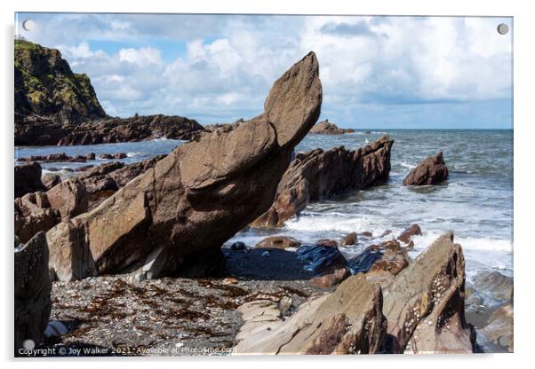 Rocks on Ilfracombe Beach, Devon, England, UK Acrylic by Joy Walker