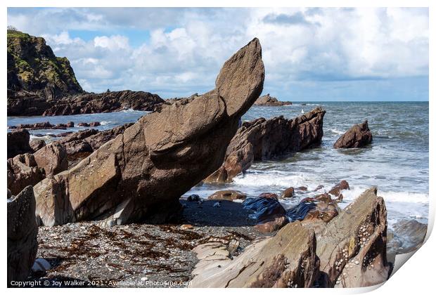 Rocks on Ilfracombe Beach, Devon, England, UK Print by Joy Walker