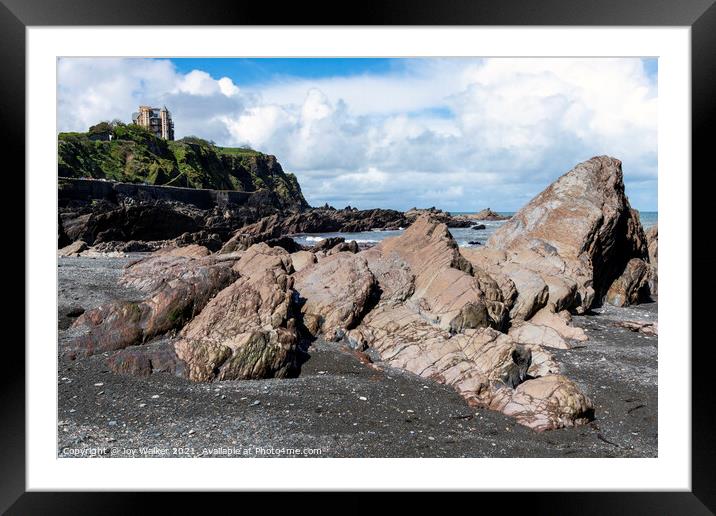 Rocks on Ilfracombe Beach, Devon, England, UK Framed Mounted Print by Joy Walker