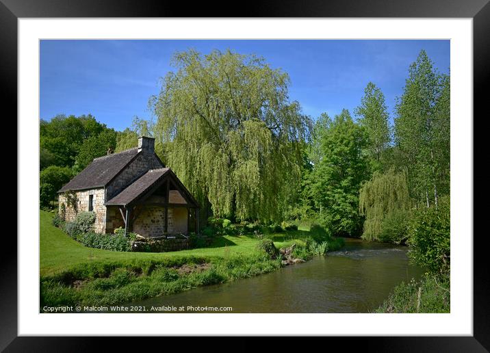Summer Cottage on the River Varenne Domfront Orne  Framed Mounted Print by Malcolm White