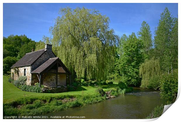 Summer Cottage on the River Varenne Domfront Orne  Print by Malcolm White