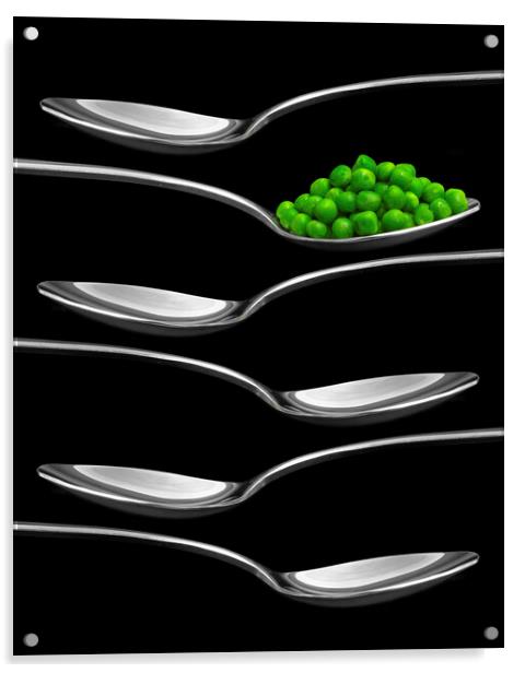 Peas and Spoons Acrylic by Neil Hall