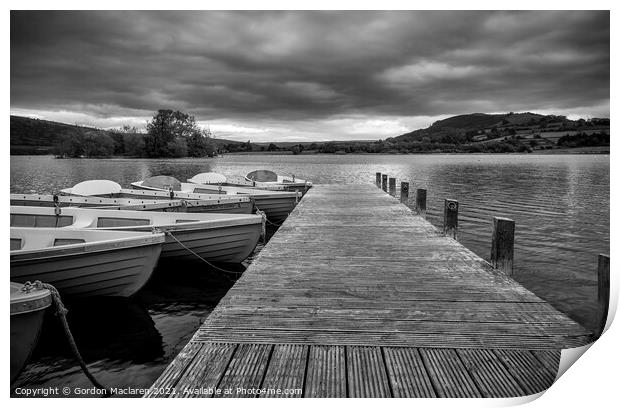 Llangorse Lake, Brecon Beacons Monochrome  Print by Gordon Maclaren