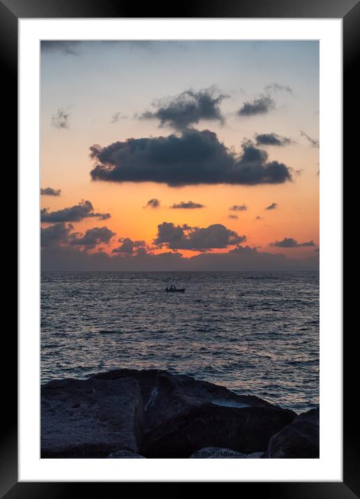 Sunset on the Sorrentine Coast in Massa Lubrense Framed Mounted Print by Dietmar Rauscher