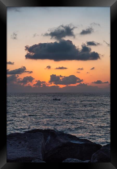 Sunset on the Sorrentine Coast in Massa Lubrense Framed Print by Dietmar Rauscher