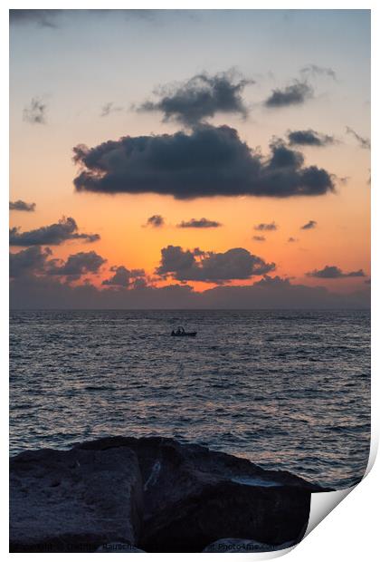 Sunset on the Sorrentine Coast in Massa Lubrense Print by Dietmar Rauscher