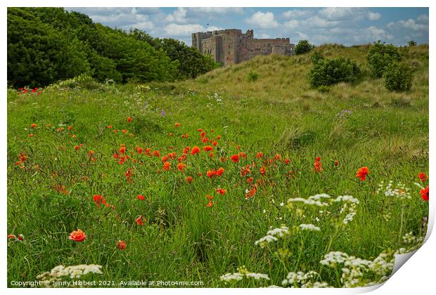 Bamburgh Castle in Northumberland Print by Jenny Hibbert