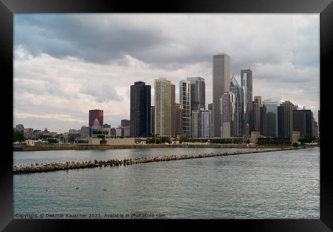 Chicago Skyline Cityscape Framed Print by Dietmar Rauscher