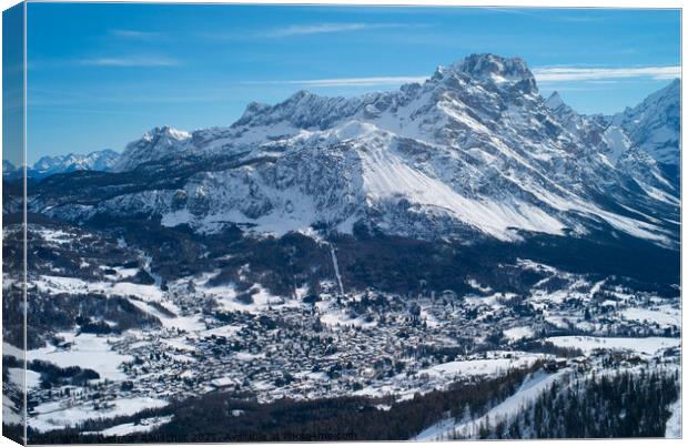 Snow Covered Skiing Resort Cortina d' Ampezzo Canvas Print by Dietmar Rauscher