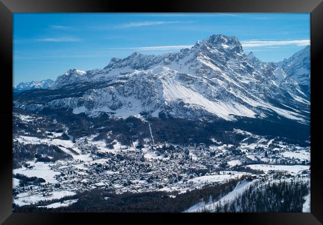 Snow Covered Skiing Resort Cortina d' Ampezzo Framed Print by Dietmar Rauscher