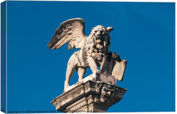Winged Lion of Saint Mark on Piazza dei Signori, Padua Canvas Print by Dietmar Rauscher