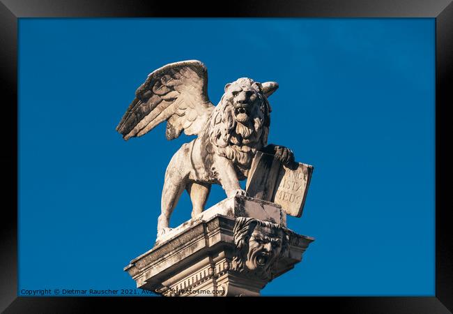 Winged Lion of Saint Mark on Piazza dei Signori, Padua Framed Print by Dietmar Rauscher