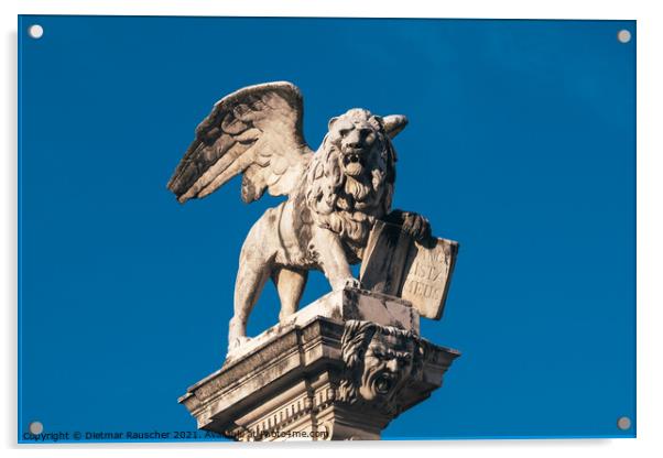 Winged Lion of Saint Mark on Piazza dei Signori, Padua Acrylic by Dietmar Rauscher