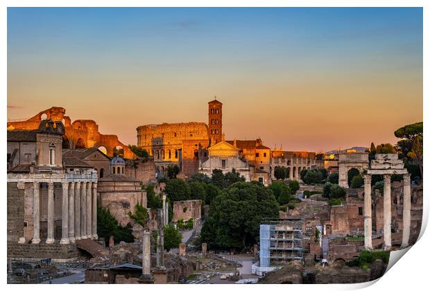 Sunset in Ancient City of Rome Print by Artur Bogacki