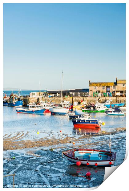 The harbour at Lyme Regis, Dorset Print by Justin Foulkes