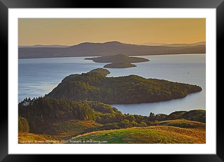 Sunset from Conic Hill. Framed Mounted Print by ANN RENFREW