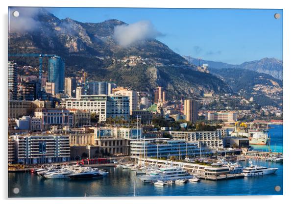 Monaco Monte Carlo Coastal Cityscape Acrylic by Artur Bogacki