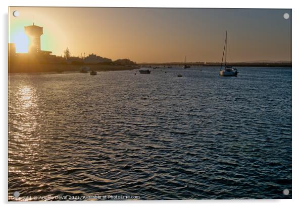 Sunset Time in Faro Island. Algarve Acrylic by Angelo DeVal