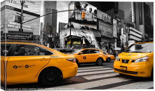 New York Taxis Canvas Print by Dave Harbon