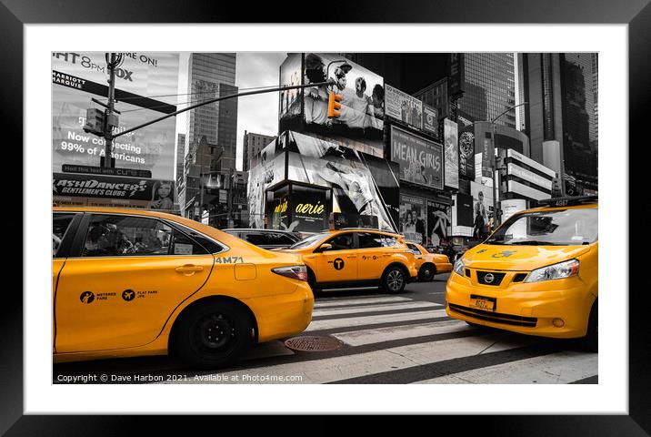 New York Taxis Framed Mounted Print by Dave Harbon