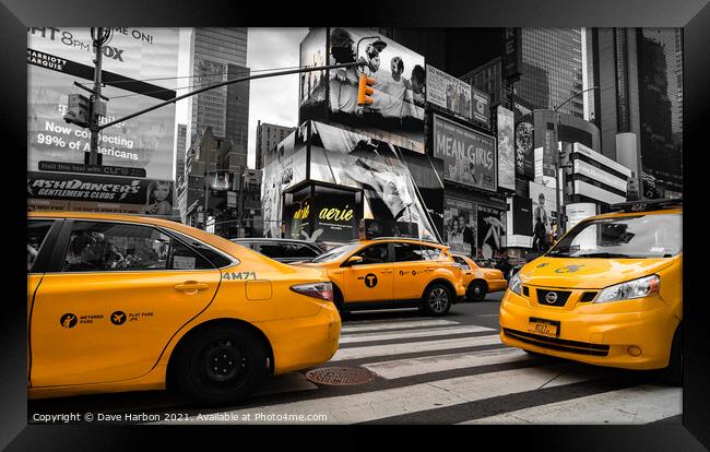 New York Taxis Framed Print by Dave Harbon